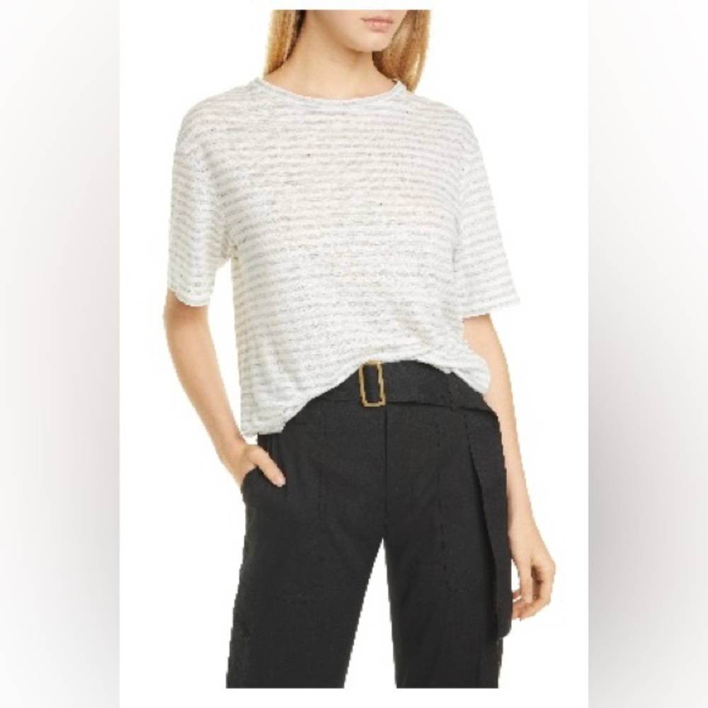 Vince Classic Stripe Linen Boyfriend Tee